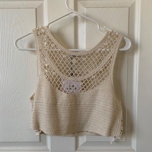 Zara Trafaluc Cream Lace crochet crop top size S